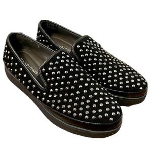 Donald J Pliner Suede Studded Slide On Sneakers